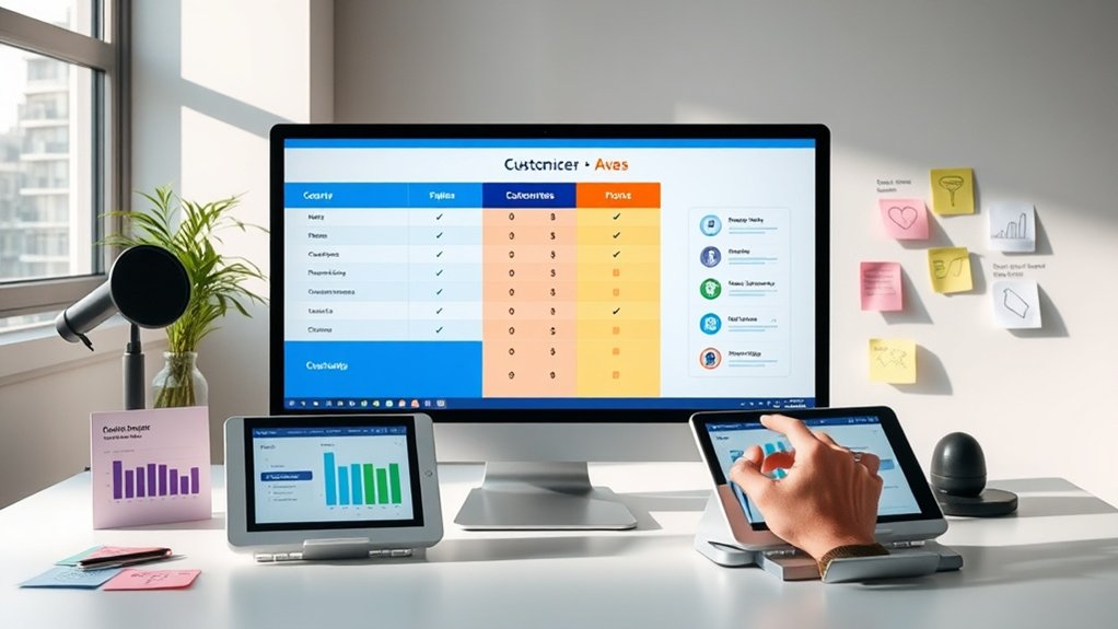recursos personalizáveis de tabela de comparação
